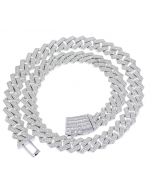 Midwest Jewelry 15mm VVS Colorless Moissanite Cuban Chain in 925 Sterling Silver