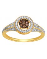 0.25ct Diamond Coganc White Diamond Engagement Ring Halo Style 10K Gold