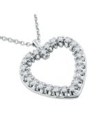 14K White Gold Heart Pendant and Necklace Set 3/4ctw Diamond 16 Inch Necklace 