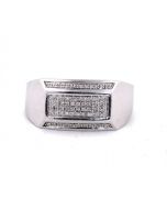 Mens Wedding Band Diamond Ring White gold Finish Silver 0.20ctw 11mm Wide