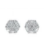 Diamond Hexagon White Gold 10k Screw back Earring 
