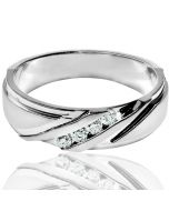 Wedding Band Mens Ring 0.16ct Solid White Gold Comfort Fit 6mm Fine high quality