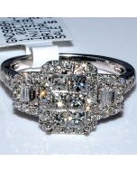 14KWG Bridal Wedding Ring vintage inspired 1ctw Princess Cut center 11mm big