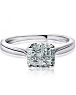 Princess Cut Diamond Engagement Ring 14KWG pave Cathedral Contempo .5ct 1/2ct