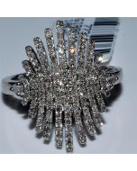 10K Gold diamond ring cluster cocktail Ring 21mm big XL 0.5ct Right hand