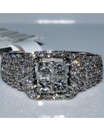 Princess cut wedding set 14K White Gold 1ctw 3pc Cathedral Engagement + bands