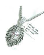 Lion Head Charm Mens 1.5 Inch Tall Diamond Lion Face Pendant 1ctw Black and White Diamond