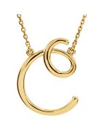 14kt Yellow ""C"" Script Initial 16"" Necklace
