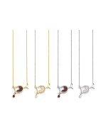 10K Yellow and White Gold Glass Necklace with 0.56CTW Natural diamonds - Adjustable lobster clasp