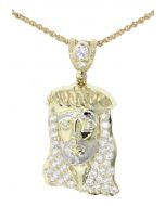 Jesus Head Charm in 10K Yellow Gold With Cubic Zirconia CZ