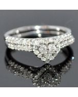 Bridal Wedding Set .45ct White Gold 2pc Heart Shape Top Engagement Ring + Band