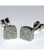 Diamond Stud Earrings Square Pave set 0.25ct Screw on back 7mm