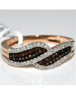 Red diamond white Diamond Rose Gold Wedding Band ring Right hand Anniversary .25ct 10K