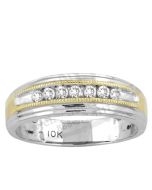 Mens Diamond Ring 0.25CTW ROUND DIAMOND MENS Wedding BAND White Gold Two Tone