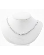 14K White Gold Tennis Necklace Martini Chain With 1.00ctw Round Diamonds