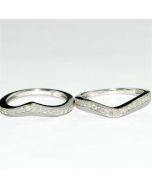 Curved Wedding Bands fits around Engagement rings 14K White gold 0.16ct each 2mm
