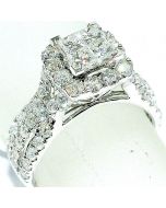2ct w Diamond Wedding ring Princess cut Vintage 10mm Big White gold Woven sides