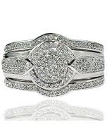 ½ Ct White Gold Wedding set Engagement ring and Bands 3pc .5 ct pave