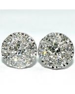 Diamond Earrings Studs 8mm big 0.52ctw, 2ct Solitaire look Screw back White gold