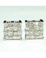 Princess Cut Diamond Earrings 1ct w 14K White Gold Screw Back 7mm Big Studs Real