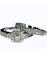 White Gold Wedding set Engagement ring and matching band .9ct w, .2ct solitaire