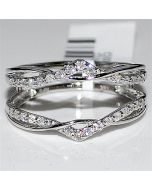 Real Diamond Jacket Enhancer Ring Guard .25ct 1K White Gold new