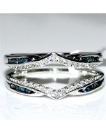 Blue and white diamond Jacket ring .31ct 14K White Gold