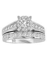 1ct Bridal wedding Ring set Round Solitaire diamond 2 piece Engagement and band