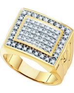 Mens Diamond Ring 0.50CTW DIAMOND  MENS CLUSTER  RING 10KT Yellow Gold