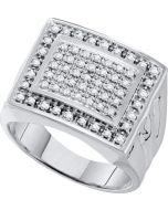 Mens Diamond Ring 0.50CTW DIAMOND CLUSTER MENS RING 10KT White Gold
