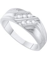 Mens Diamond Ring 0.12CTW DIAMOND MENS Wedding BAND 10KT White Gold