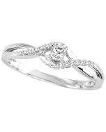 Princess cut diamond Infinity engagement ring promise ring 0.15ct 10K White gold