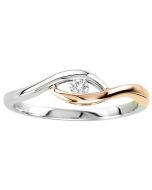 Dancing Diamond Engagement Promise Ring 0.05ct rose white gold 10K fashion