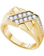 Mens Diamond Ring 0.60CTW DIAMOND MENS Wedding RING 14KT Yellow Gold