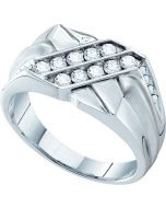 Mens Diamond Ring 0.60CTW DIAMOND MENS Wedding RING 14KT White Gold