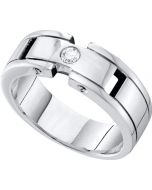 Mens Diamond Ring 0.13CT DIAMOND ROUND MEN'S CLUSTER BAND 14K White-gold