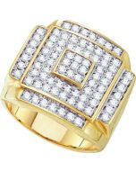 Mens Diamond Ring 1.75CTW DIAMOND  MICRO PAVE  RING 10K Yellow-gold