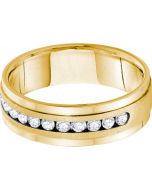 Mens Diamond Ring 0.28CTW DIAMOND MACHINE SET MENS BAND 14K Yellow-gold
