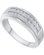 Mens Diamond Ring 0.25CTW DIAMOND Wedding MENS BAND 10K White-gold