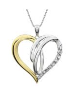 Heart pendant real diamond 0.03ct Yellow gold finish sterling silver with necklace 18 inch