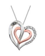 Diamond Heart Necklace pendant set Rose gold Finish Sterling silver 18 inch necklace 0.03ct