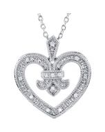 Diamond heart pendant with necklace set 0.06ct pave set antique finish 18 inch necklace