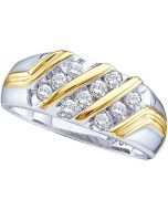 Mens Diamond Ring 0.50CTW ROUND DIAMOND MENS Wedding BAND 10KT White Gold Two Tone
