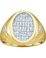 Mens Diamond Ring 0.25CTW DIAMOND CLUSTER MEN RING 10KT Yellow Gold