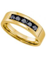 Mens Diamond Ring 0.62CT-DIA Wedding MENS BAND 10K Yellow-gold