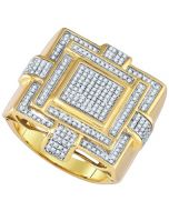 Mens Diamond Ring 0.72CTW DIAMOND MICRO PAVE MENS RING 10K Yellow-gold