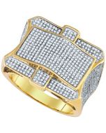 Mens Diamond Ring 1.27CTW DIAMOND MICRO PAVE MENS RING 10K Yellow-gold