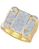 Mens Diamond Ring 0.83CTW DIAMOND MICRO PAVE MENS RING 10K Yellow-gold