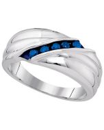Mens Diamond Ring 0.33CTW-BLUE DIA MENS RING 925 925-Sterling
