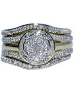 Wedding Ring set 3 piece 0.33ct w Round Halo Engagement ring and 2 band matching